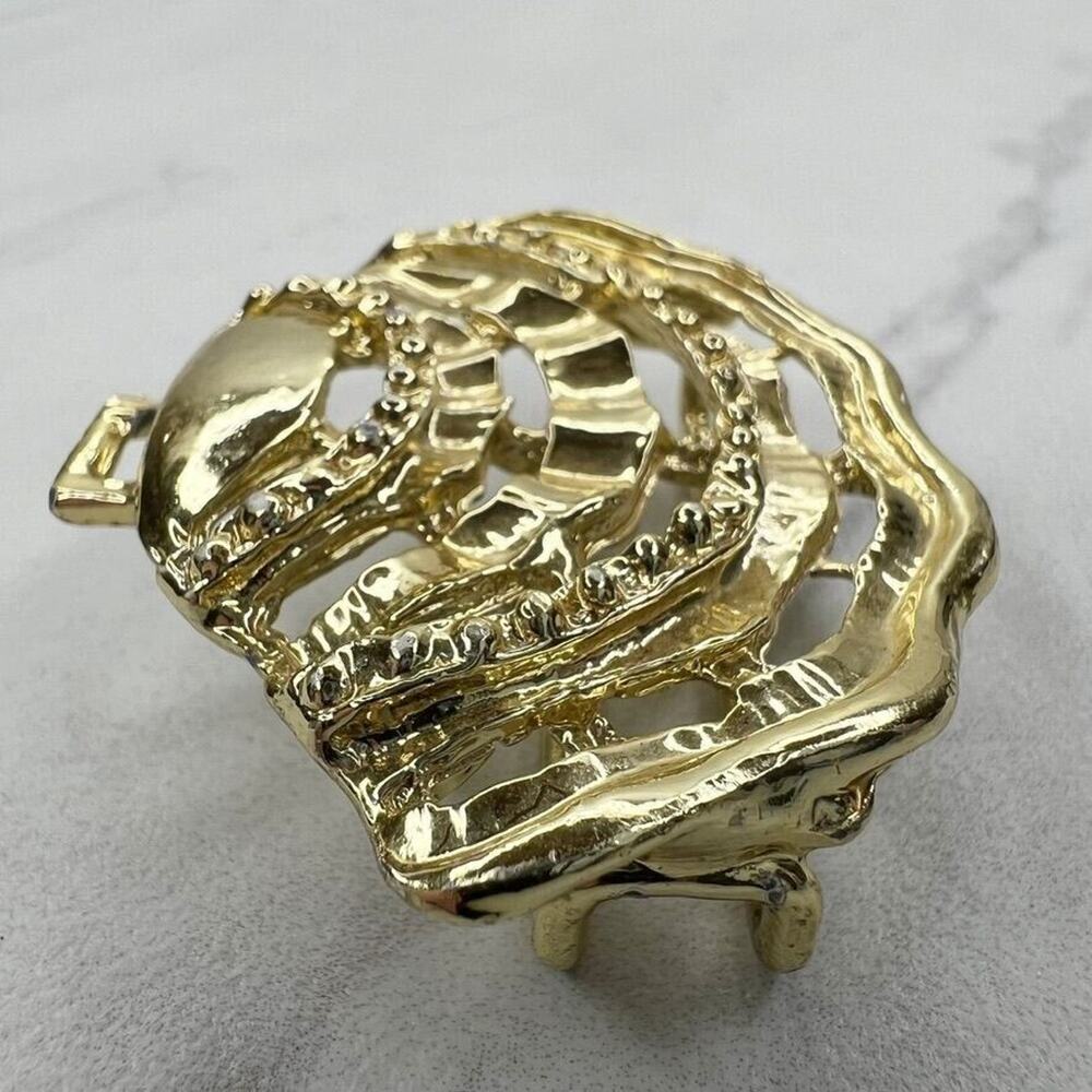 Vintage Studded Gold Tone Belt Buckle Piece - Picture 5 of 7